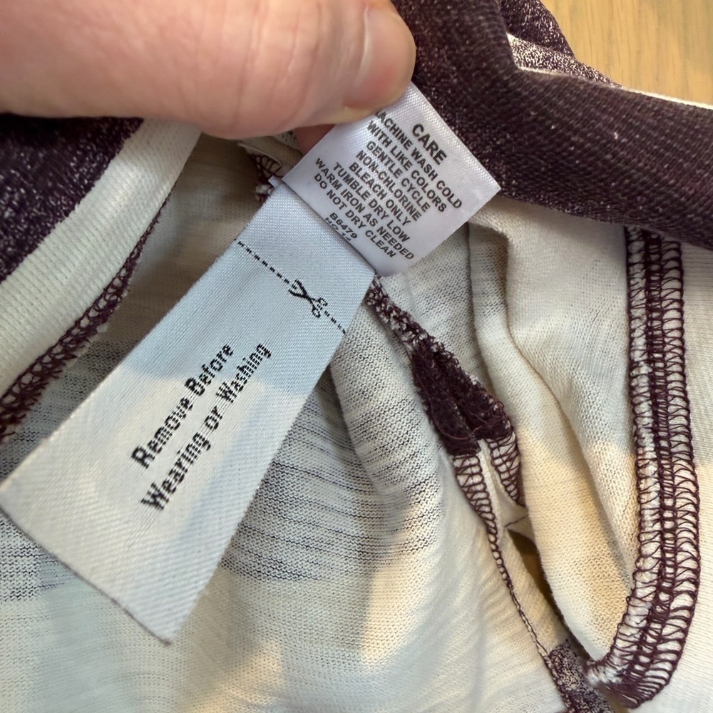 Madewell Cream and Deep Plum Striped Short Sleeve Top Cotton Tee SM - Picture 8 of 11
